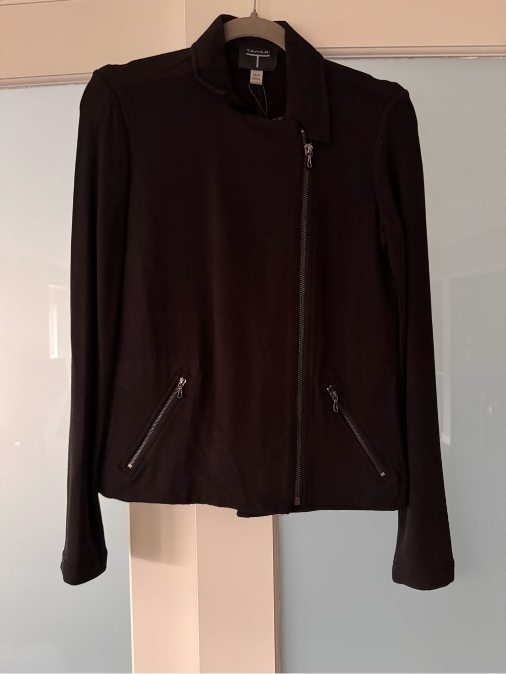 Tahari Black Asymmetric Zip Style Jacket